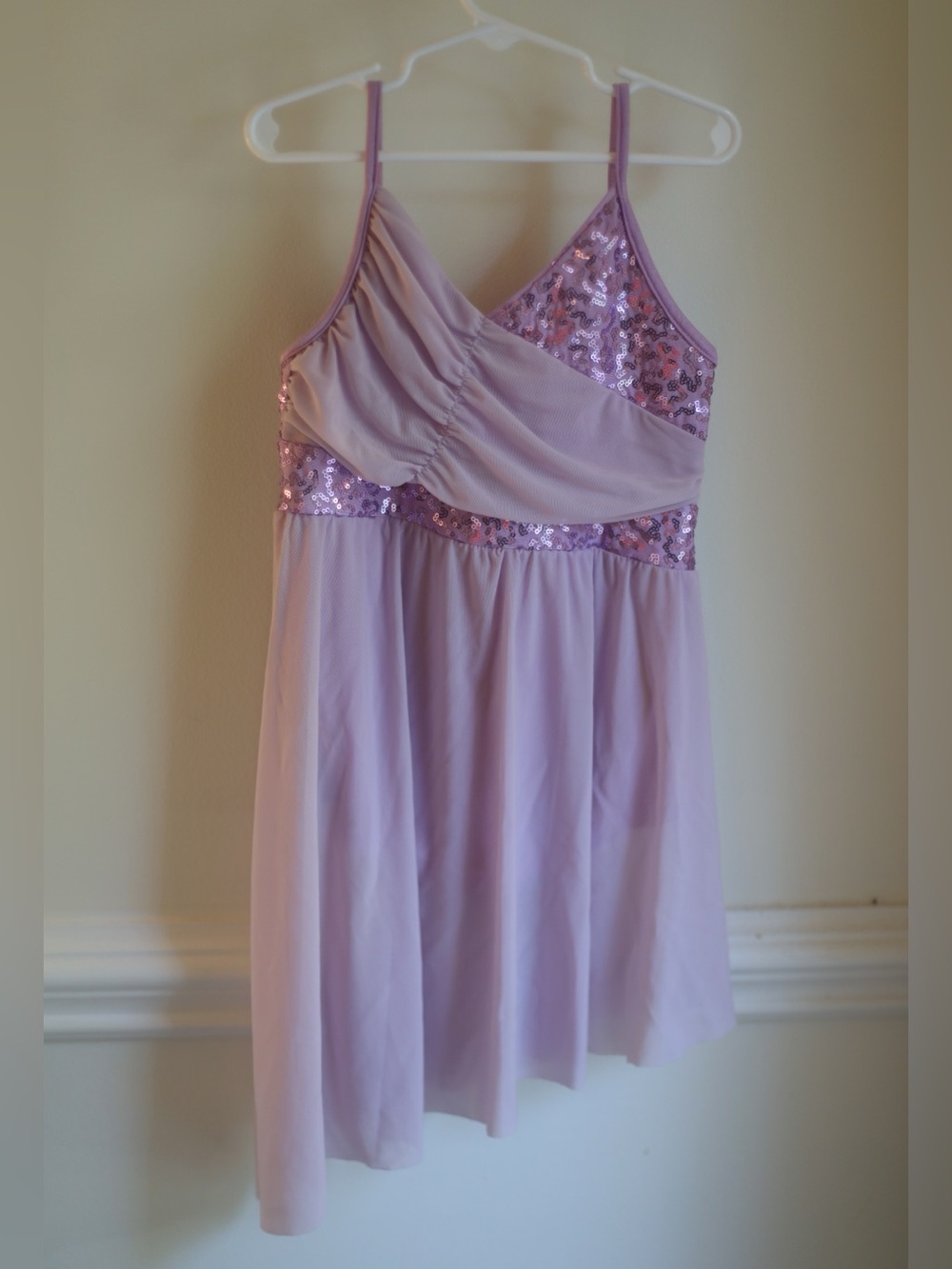 NWT iEFiEL Girls Lavender Sequin Dance Dress‎ Ballet Recital Costume XL